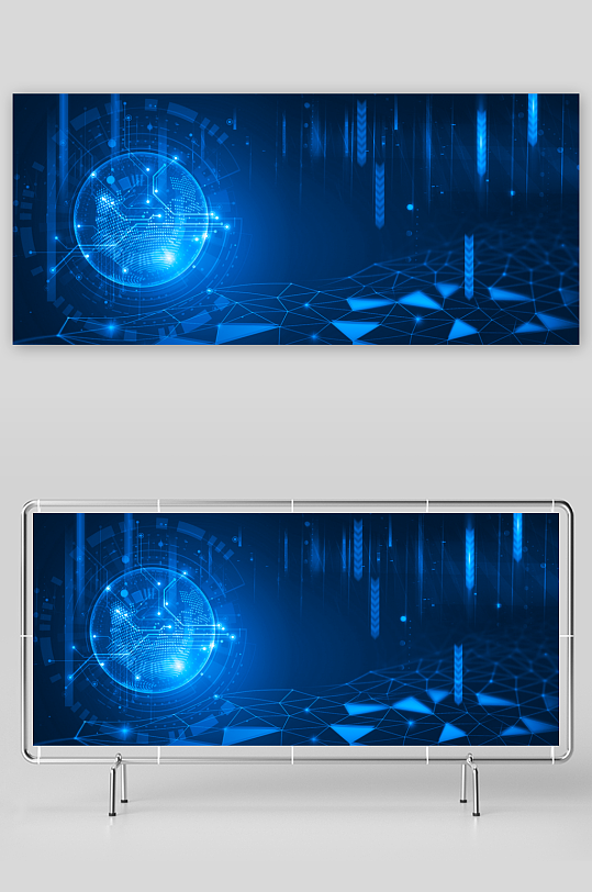 蓝色科技背景模版-众图网