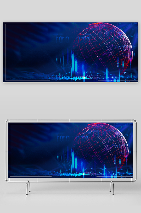 蓝色科技背景模版-众图网