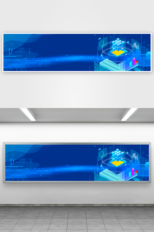 蓝色科技背景模版-众图网