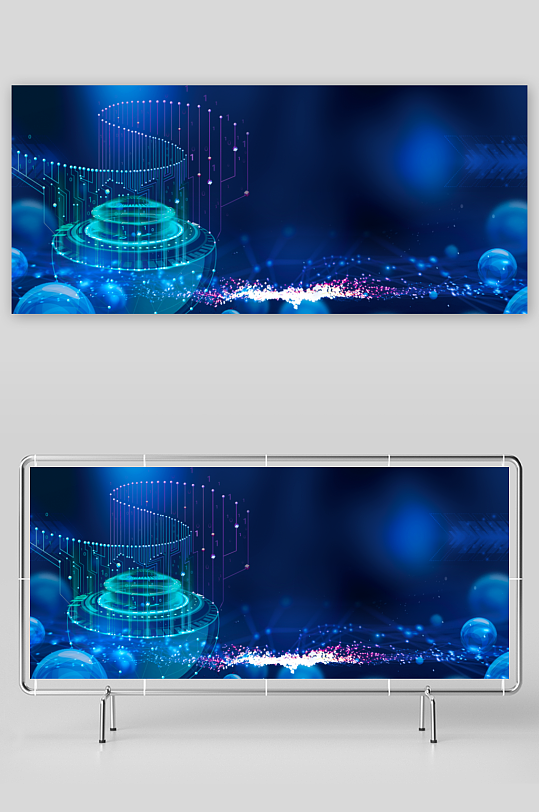 蓝色科技背景模版-众图网