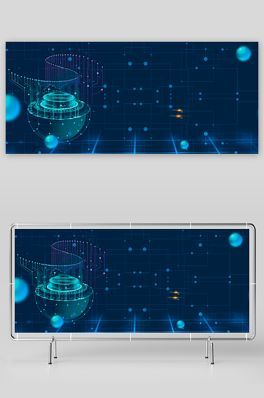 蓝色科技背景素材-众图网