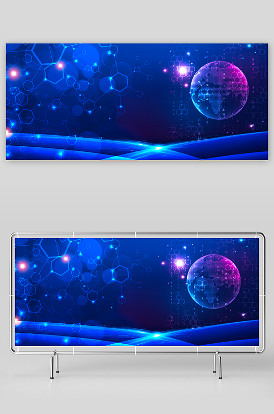 蓝色科技背景素材-众图网