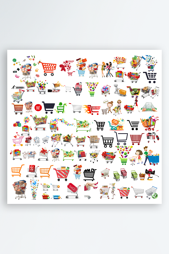 最新原创购物车图标宣传元素-众图网