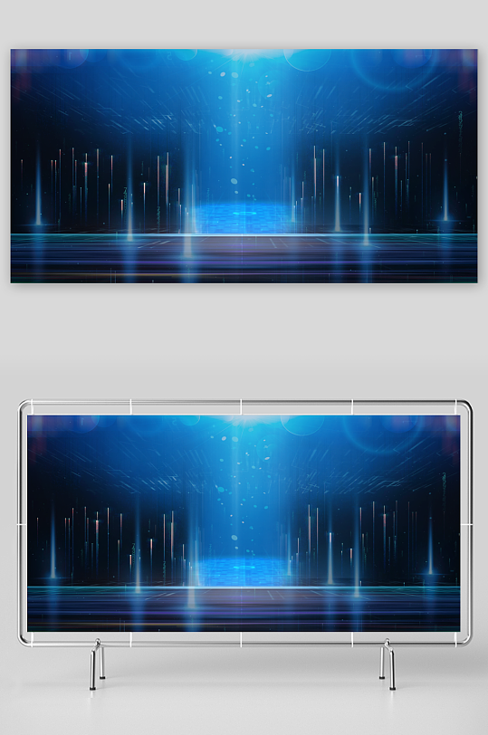 蓝色科技背景模版-众图网