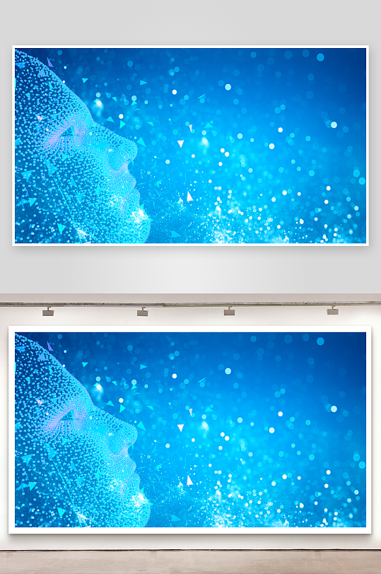 蓝色科技背景模版-众图网