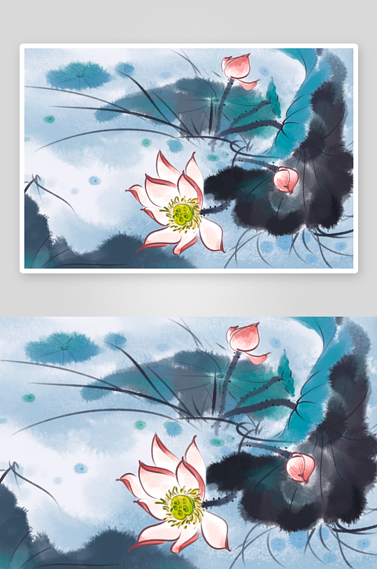 工笔画莲花荷花图-众图网
