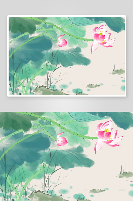 工笔画莲花荷花图-众图网