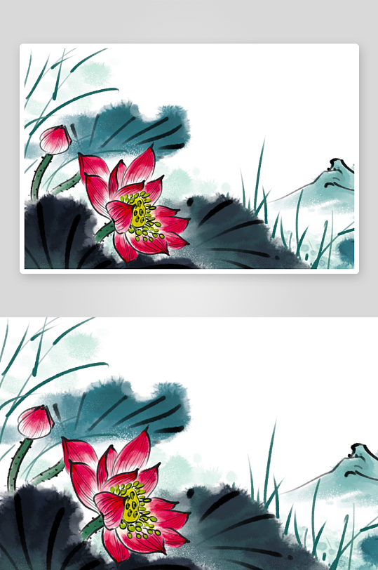 工笔画莲花荷花图-众图网