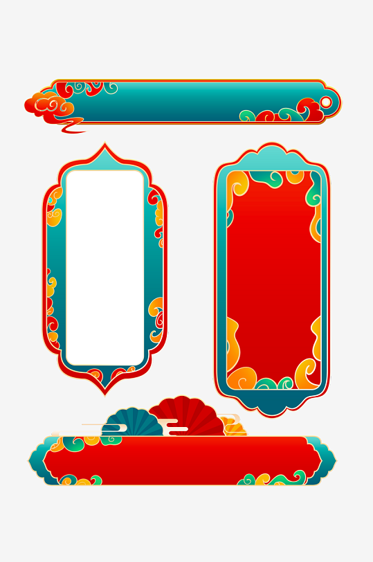 国潮标题边框素材-众图网