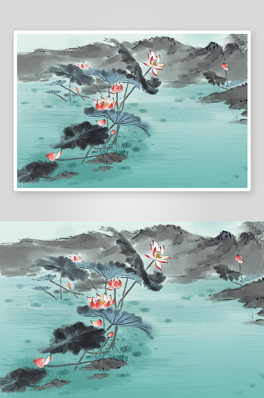 中国风水墨莲花图片-众图网