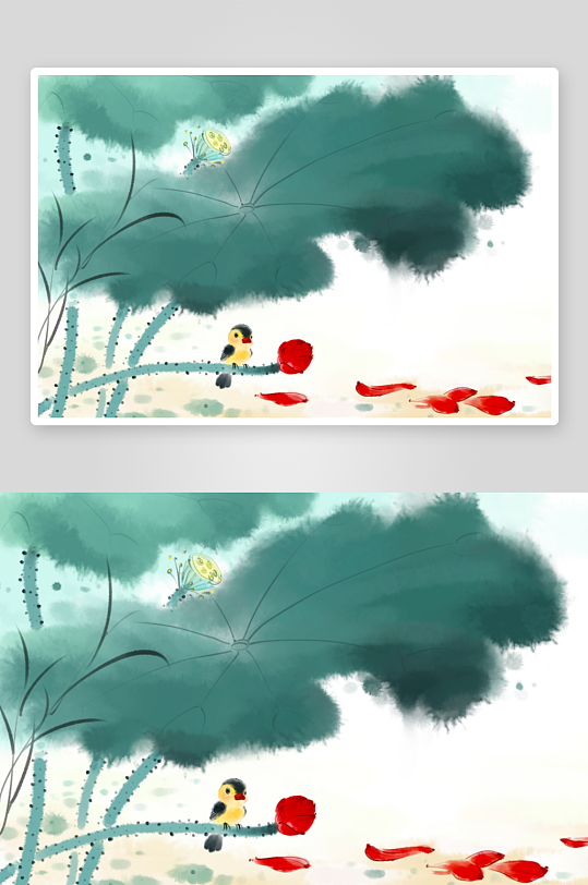 中国风水墨莲花图素材-众图网