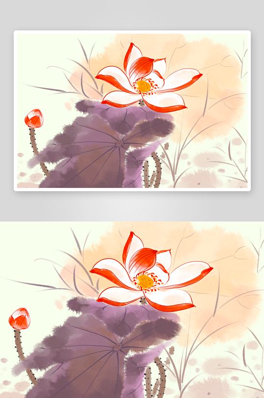 中国风水墨莲花图素材-众图网