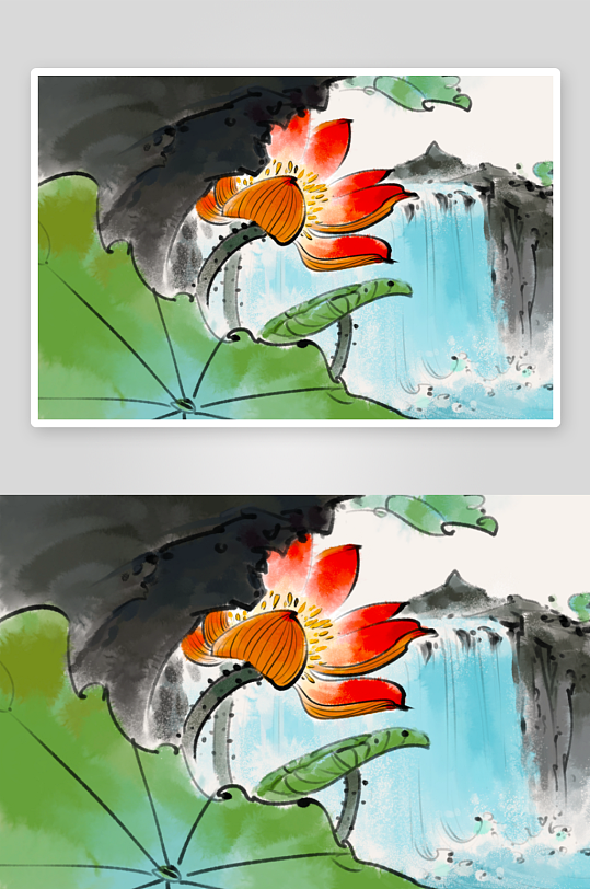 中国风水墨莲花图素材-众图网