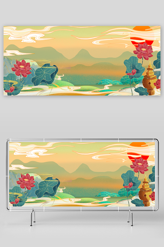 中国风水墨莲花图-众图网