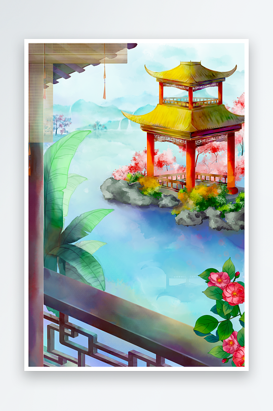 中国风水墨风景画装饰画-众图网