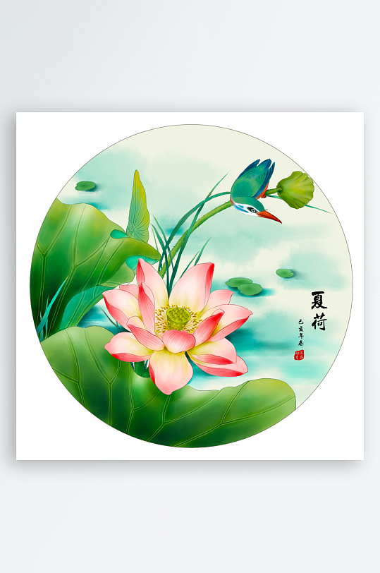 中国风水墨莲花图装饰画-众图网