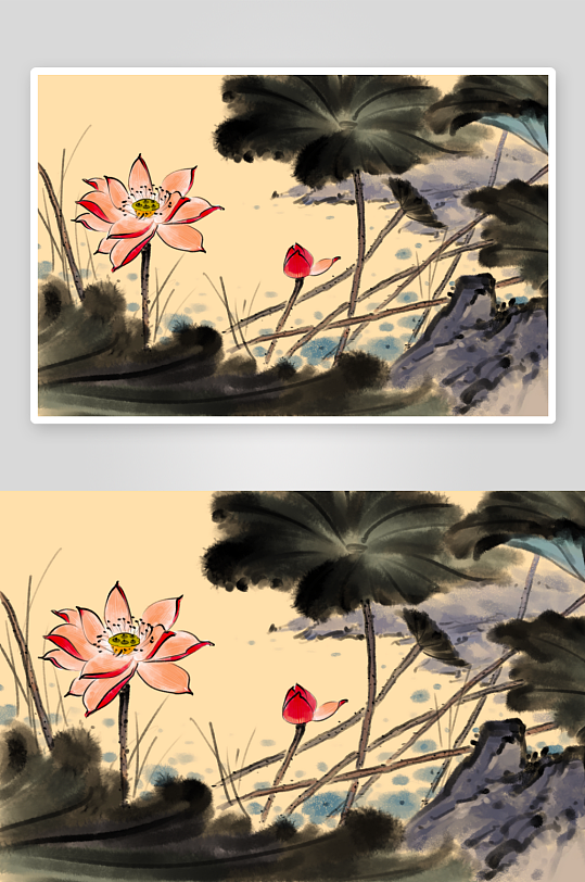 中国风水墨莲花图装饰画图片-众图网