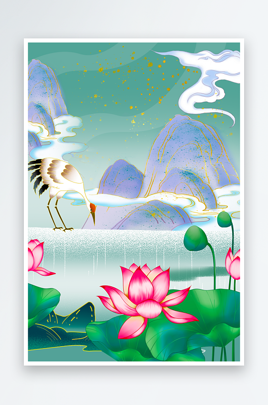 中国风水墨莲花图-众图网