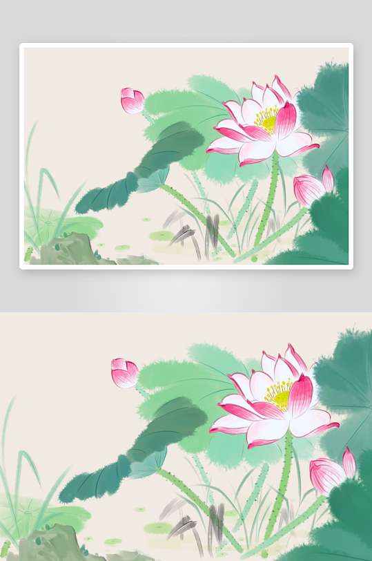 中国风水墨莲花图装饰画-众图网