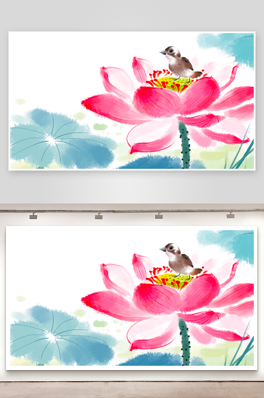 中国风水墨莲花图素材-众图网