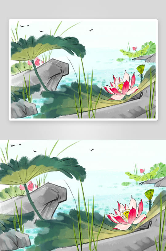 中国风水墨莲花图-众图网