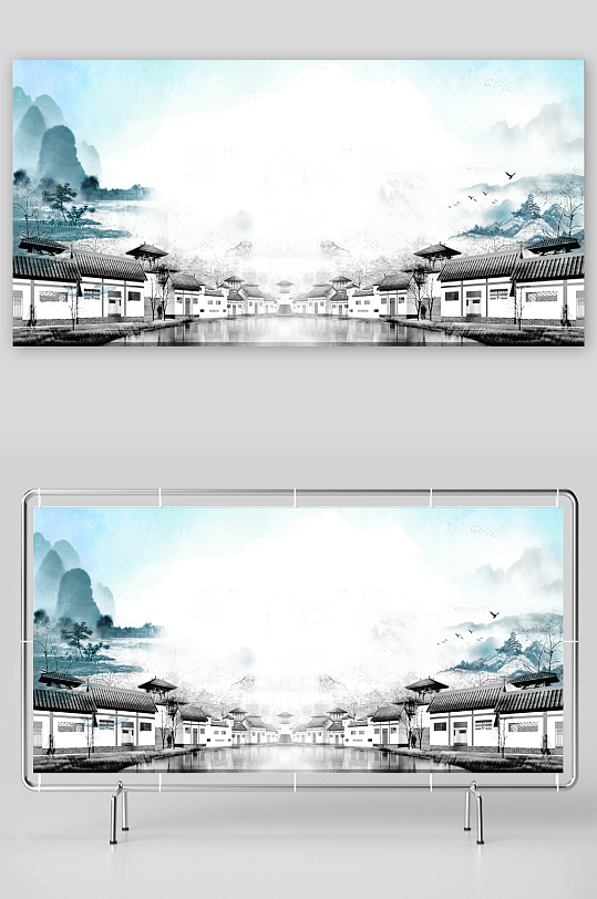 中国风复古展板背景模板-众图网