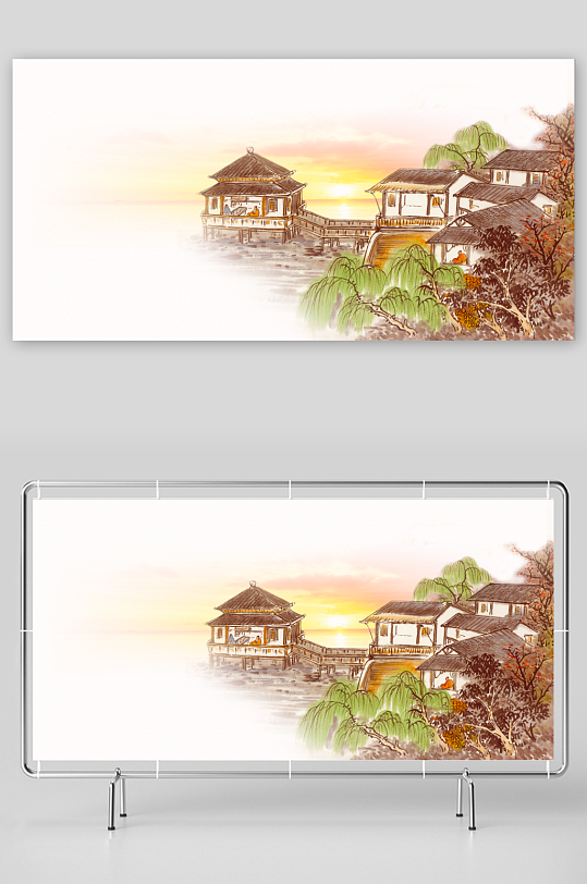 中国风复古展板背景模板-众图网