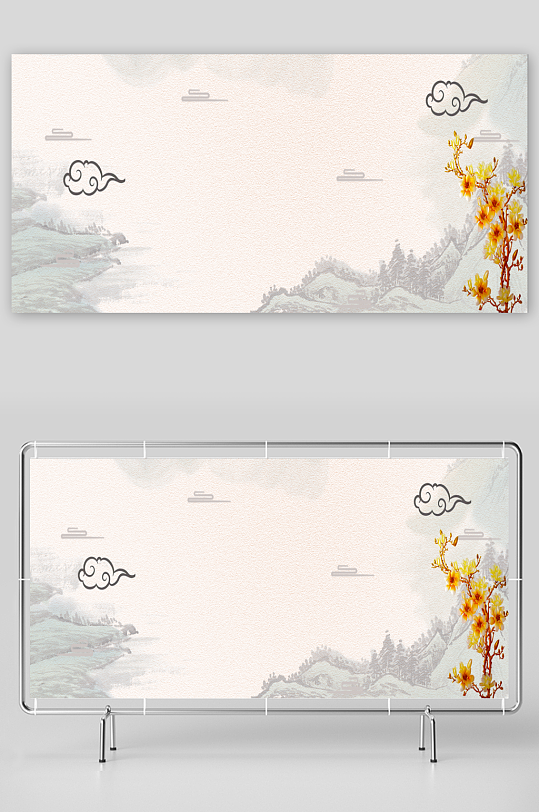 中国风复古展板背景模板-众图网