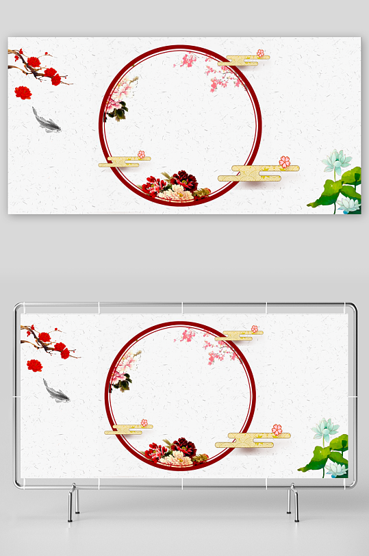 中国风复古展板背景模板-众图网