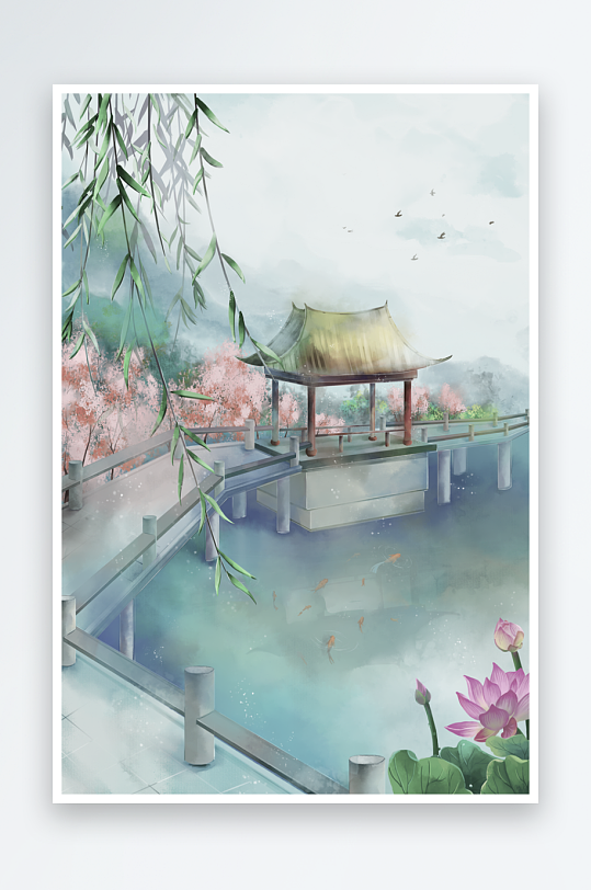 水墨山水花鸟风景画装饰画-众图网