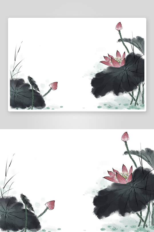水墨莲花风景画装饰画-众图网