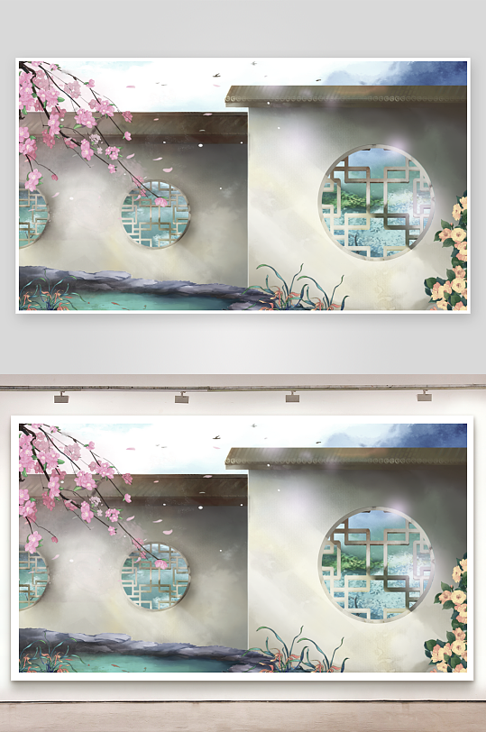 水墨山水花鸟风景画装饰画-众图网