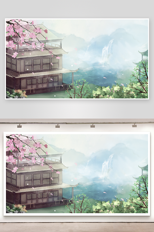 水墨山水花鸟风景画装饰画-众图网