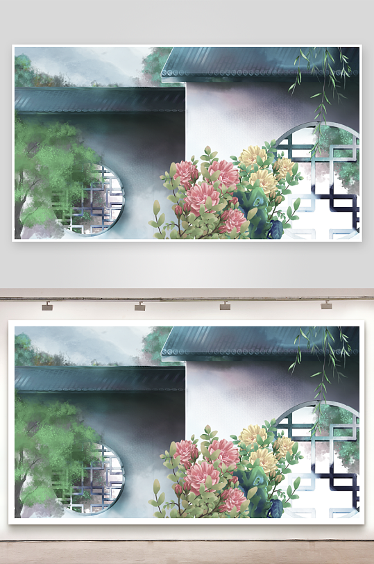 水墨山水花鸟风景画装饰画-众图网