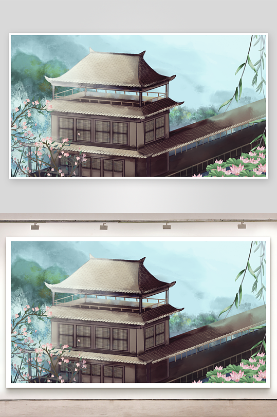 水墨山水花鸟风景画装饰画-众图网