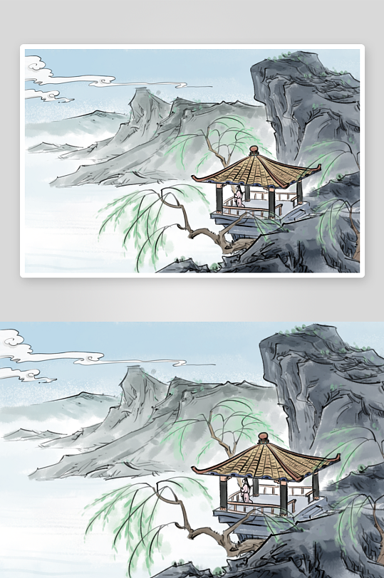 水墨山水花鸟风景画装饰画-众图网