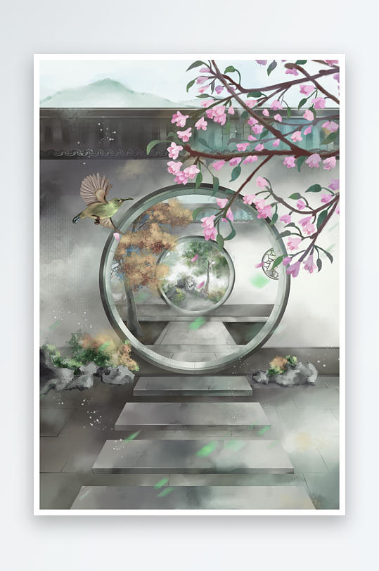 水墨山水花鸟风景画装饰画-众图网