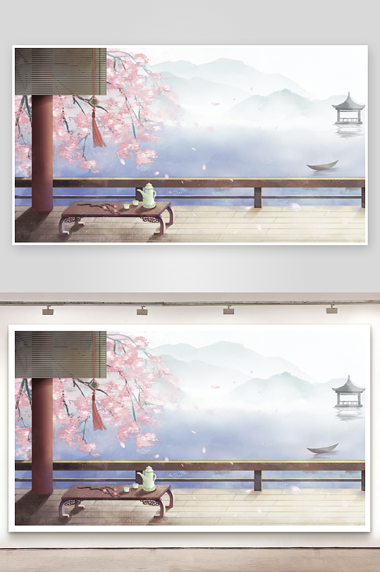 水墨山水花鸟风景画装饰画-众图网