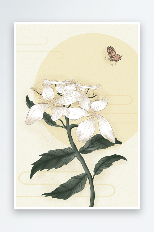 水墨莲花风景画装饰画素材-众图网