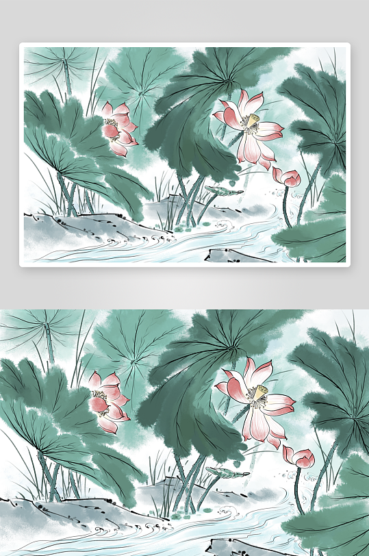 水墨山水花鸟风景画图片-众图网