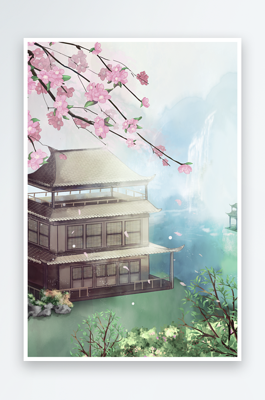 水墨山水花鸟风景画-众图网