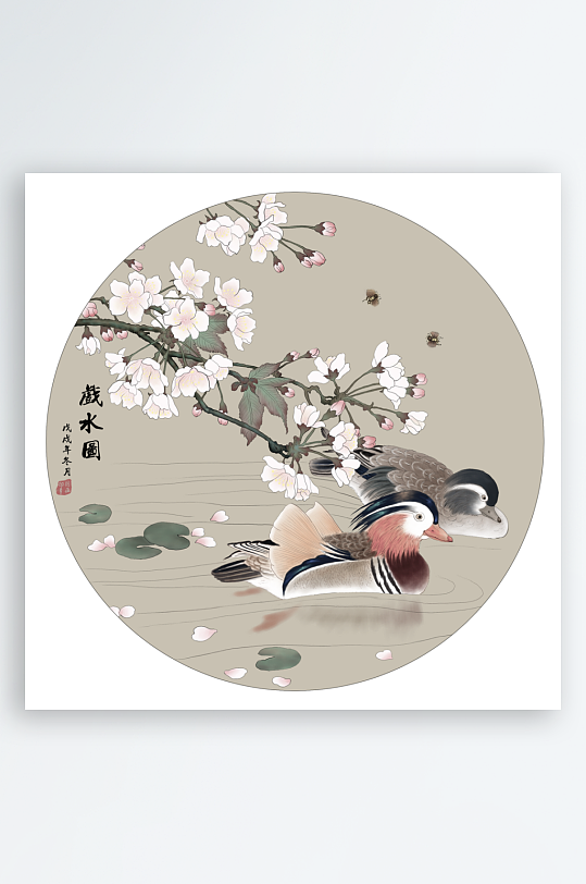 水墨山水花鸟风景画-众图网