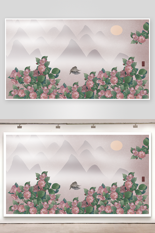 水墨山水花鸟风景画-众图网