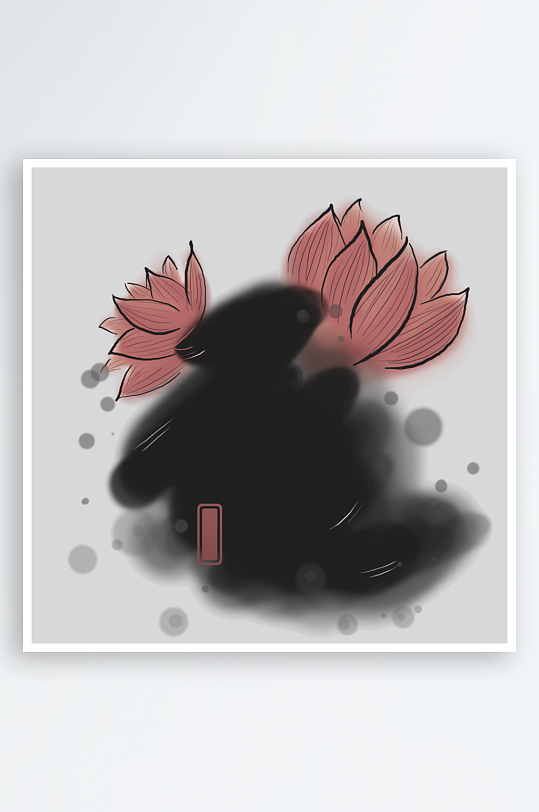 水墨莲花荷花风景画图片素材-众图网