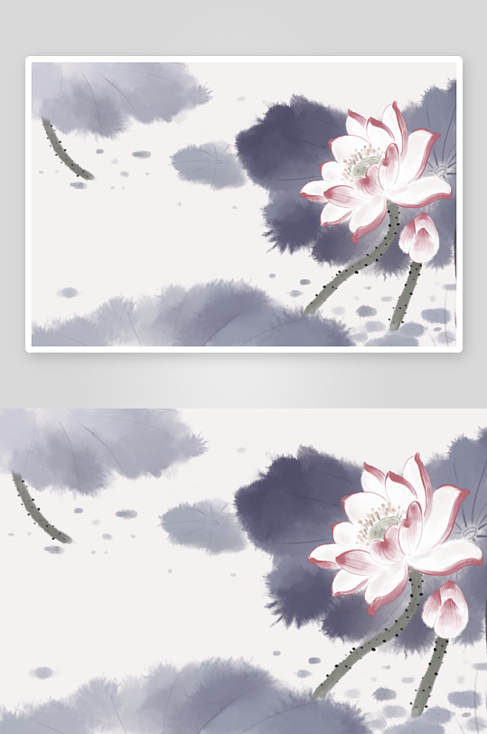 水墨莲花荷花风景画图片素材-众图网