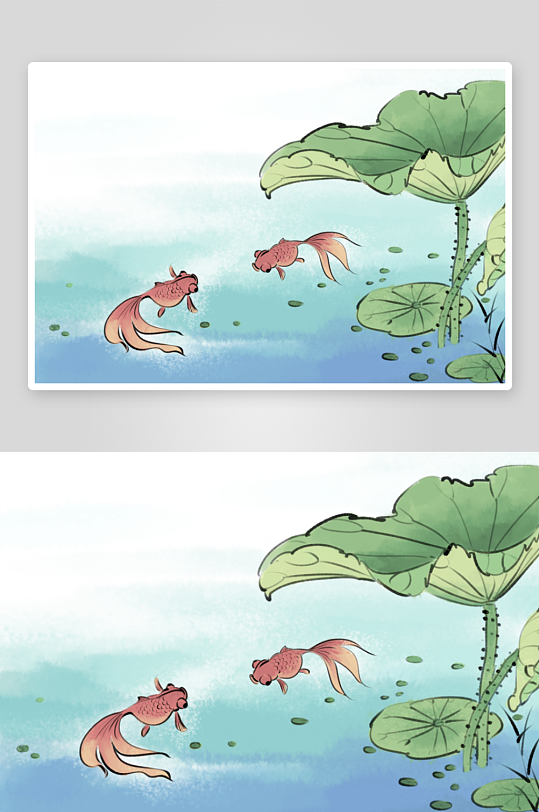 水墨莲花荷花风景画图片-众图网