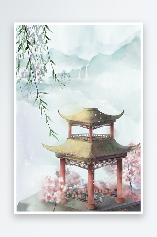 水墨山水花鸟风景画装饰画-众图网