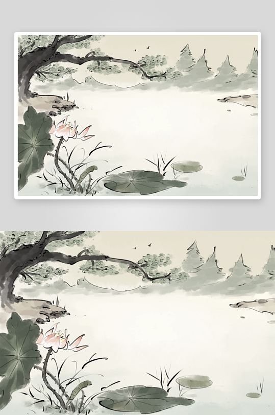 水墨山水花鸟风景画装饰画-众图网