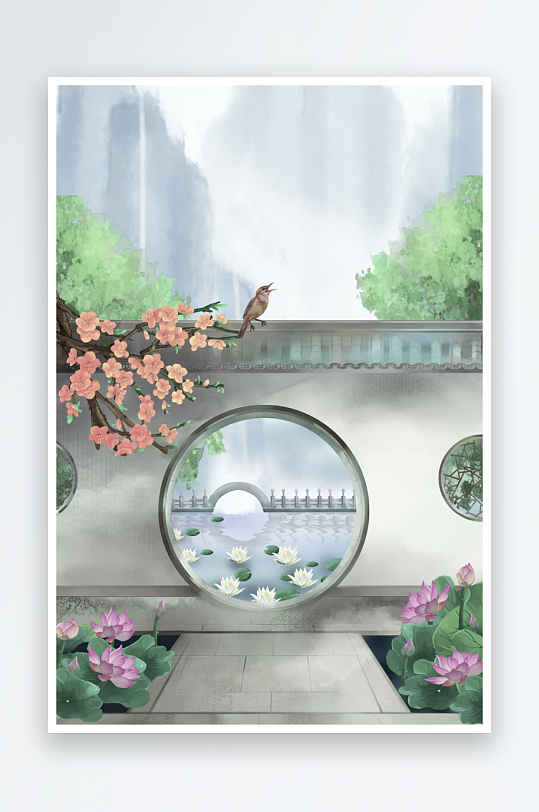 水墨山水花鸟风景画装饰画-众图网