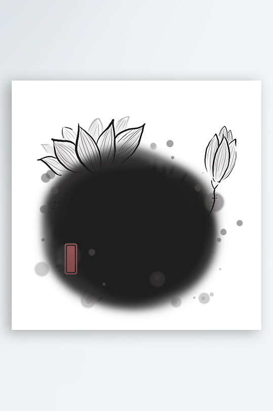 水墨莲花荷花风景画-众图网